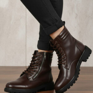 Roadster Women Brown Solid Round Toe Block Heels Synthetic Chunky Boots