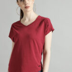 Roadster Women Red Gathered Cotton Relaxed Fit T-Shirt
