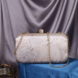 Sangria Beige Abstract Printed Box Clutch