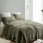 Sangria Olive Color 300 TC King Double Bedsheet With 2 Pillow Covers-2.74 m x 2.74 m