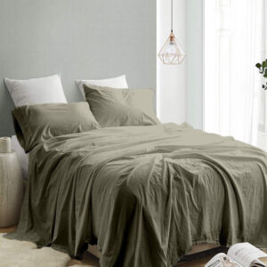 Sangria Olive Color 300 TC King Double Bedsheet With 2 Pillow Covers-2.74 m x 2.74 m