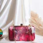 Sangria Printed Box Clutch With Shoulder Strap