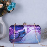 Sangria Purple Printed Box Clutch