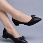 Shoetopia Women Bows Block Heel Pumps