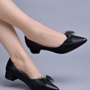 Shoetopia Women Bows Block Heel Pumps