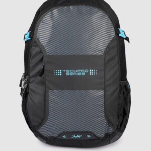 Skybags Unisex Black Striped Backpack with Compression Straps