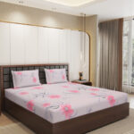 Status Pink & Green Floral Microfiber 210 TC Fitted Double Queen Bedsheet Set-1.98mx1.82m