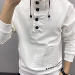 StyleCast x Revolte Men Self Design Mock Collar Sweatshirt