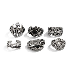 StyleCast x Revolte Men Set Of 6 Silver-Plated Finger Rings