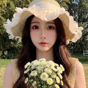 StyleCast x Revolte Women Off White Self Design Sun Hat