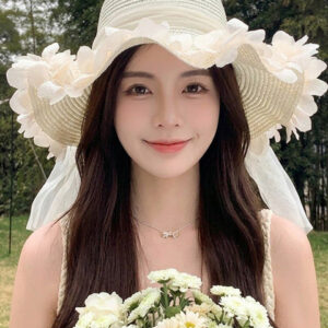 StyleCast x Revolte Women White Self Design Sun Hat
