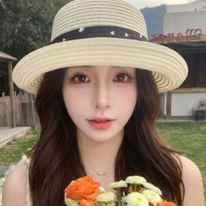 StyleCast x Revolte Women White Self Design Sun Hat