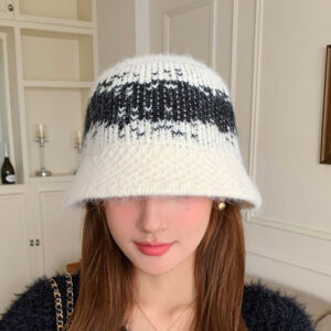 StyleCast x Revolte Women White Striped Bucket Hat