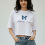 SZN Graphic Round Neck Boxy Cotton Crop T-shirt