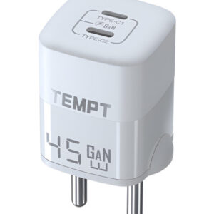 Tempt Elite USB-C 45W Ultra Fast Charging Adapter Gan3 Charger- White