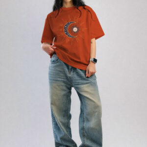 The Roadster Lifestyle Co Printed Organic Cotton Round Neck Oversized Tshirt