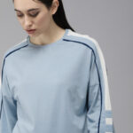 The Roadster Lifestyle Co Women Blue Drop-Shoulder Sleeves Pure Cotton Relaxed Fit T-shirt