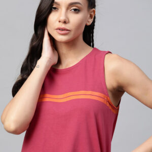 The Roadster Lifestyle Co Women Pink Striped Detail T-shirt