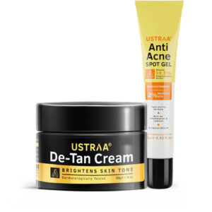Ustraa Set of Men De-Tan Face Cream 50 g & Oil Free Anti-Acne Spot Gel 15 g