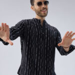 VASTRADO Men Striped Thread Work Kurta