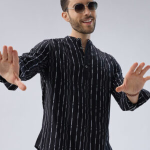 VASTRADO Men Striped Thread Work Kurta