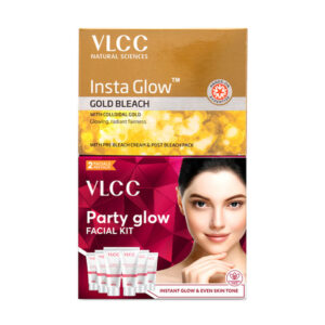 VLCC Set of Party Glow Facial Kit - 60 g & Insta Glow Gold Bleach - 30 g