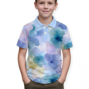 YK Boys Floral Printed Polo Collar T-shirt