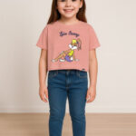 YK X Minute Mirth Girls Looney Tunes Printed Drop-Shoulder Sleeves T-shirt