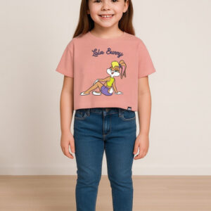 YK X Minute Mirth Girls Looney Tunes Printed Drop-Shoulder Sleeves T-shirt
