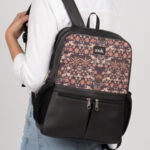 ZOUK Women Ethnic Printed Vegan Leather Backpack With Compression Straps-Up to 16 inch