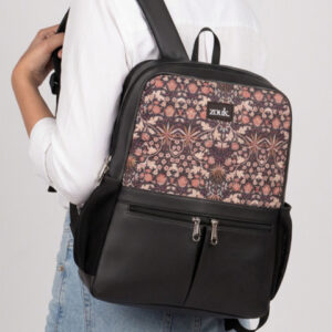 ZOUK Women Ethnic Printed Vegan Leather Backpack With Compression Straps-Up to 16 inch
