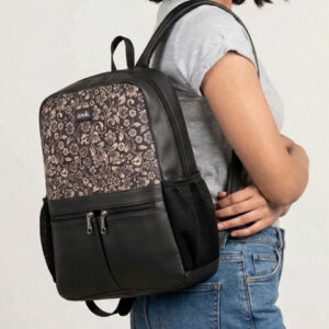 ZOUK Women Floral Printed Vegan Leather Backpack With Compression Straps-Up to 16 inch